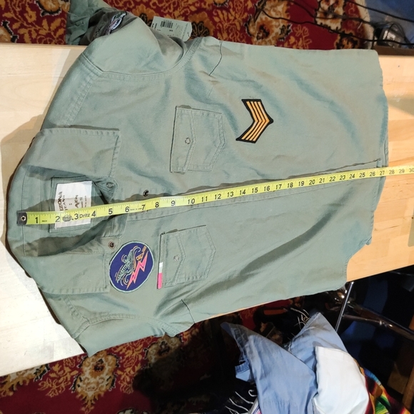 Utility cotton button down shirt Jacket Arizona patchwork forest ranger outdoor - Picture 9 of 9